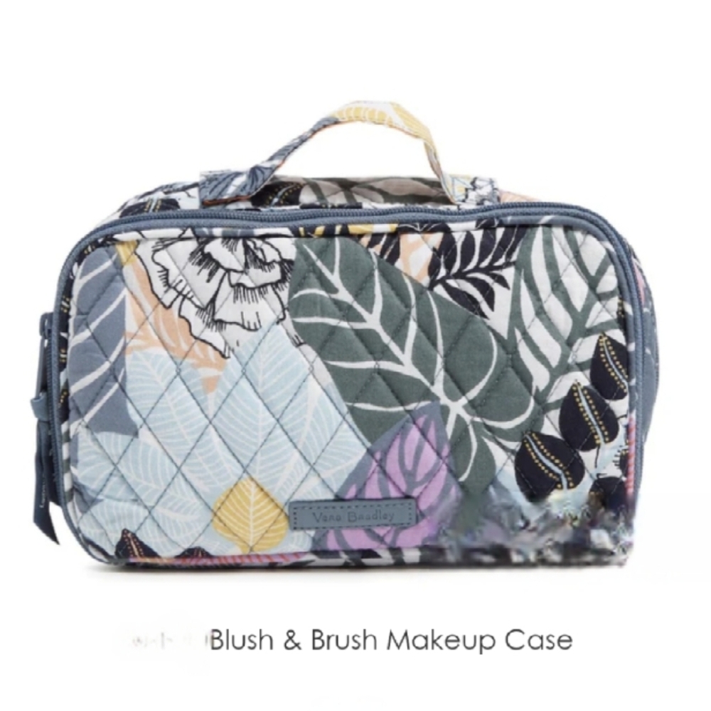 Vera Bradley Blush & Brush Makeup Case Palm Floral NWT